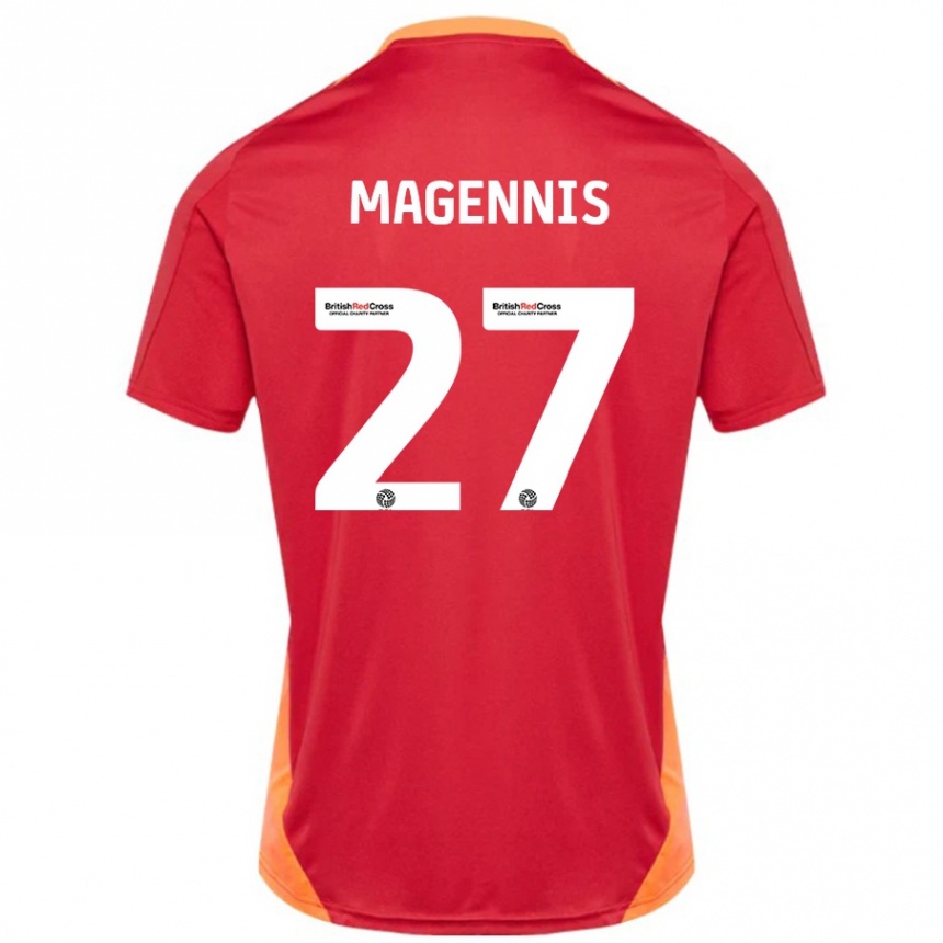 Kids Football Josh Magennis #27 Blue Off White Away Jersey 2024/25 T-Shirt Uk