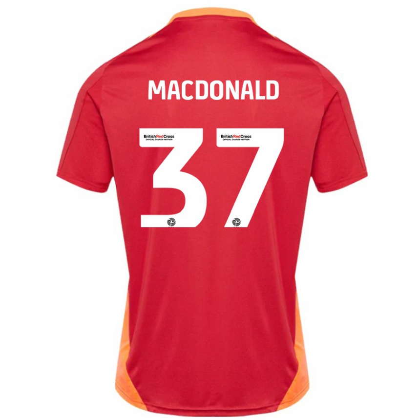 Kids Football Shaun Macdonald #37 Blue Off White Away Jersey 2024/25 T-Shirt Uk