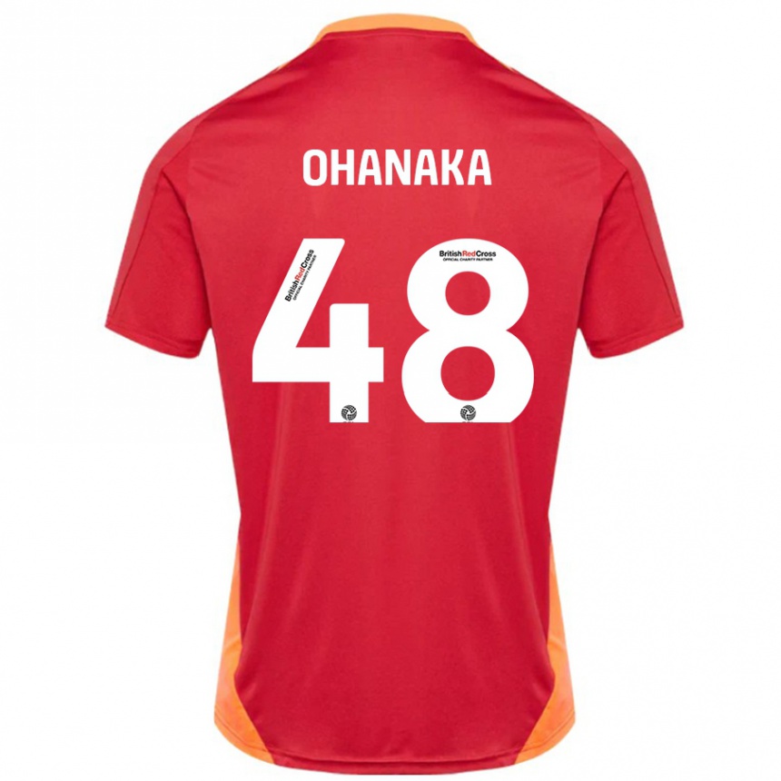 Kids Football Santino Ohanaka #48 Blue Off White Away Jersey 2024/25 T-Shirt Uk