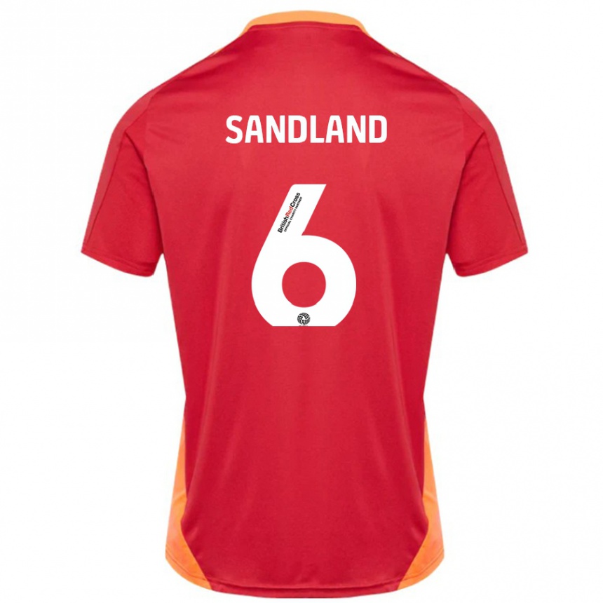 Kids Football Jess Sandland #6 Blue Off White Away Jersey 2024/25 T-Shirt Uk