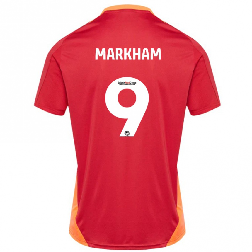 Kids Football Jenna Markham #9 Blue Off White Away Jersey 2024/25 T-Shirt Uk