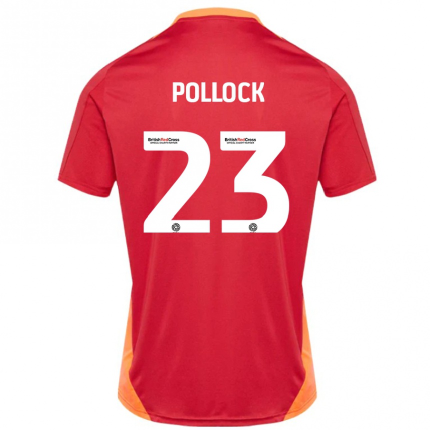 Kids Football Amber Pollock #23 Blue Off White Away Jersey 2024/25 T-Shirt Uk