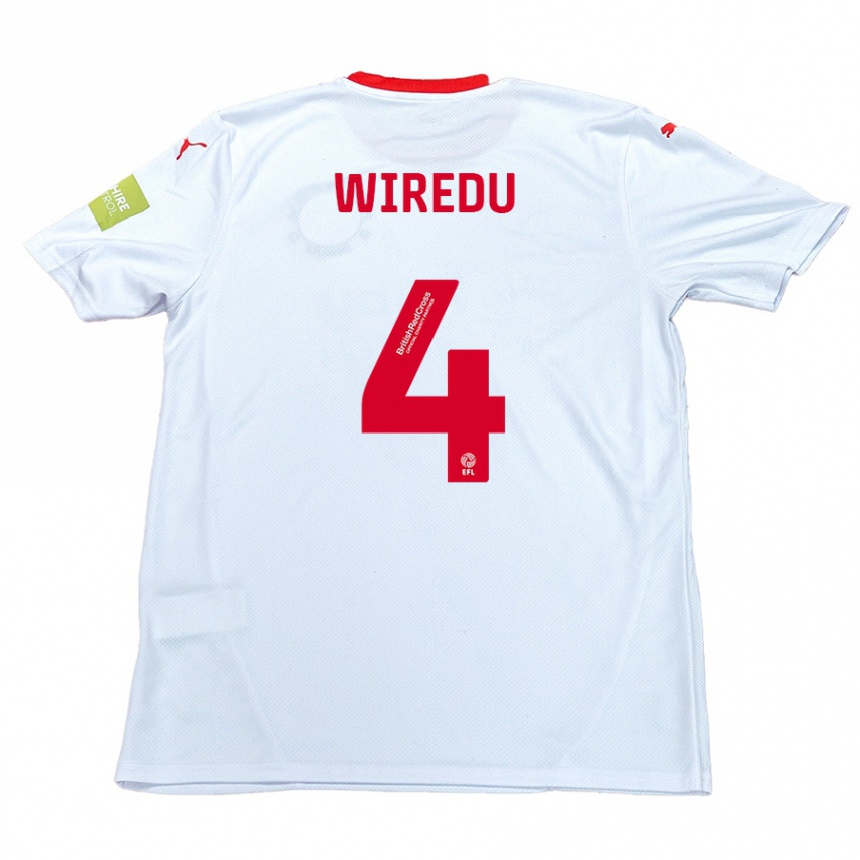 Kids Football Brendan Wiredu #4 White Away Jersey 2024/25 T-Shirt Uk