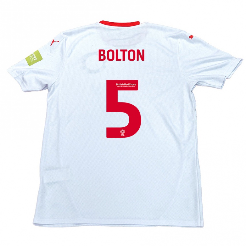 Kids Football James Bolton #5 White Away Jersey 2024/25 T-Shirt Uk