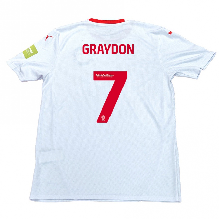 Kids Football Ryan Graydon #7 White Away Jersey 2024/25 T-Shirt Uk