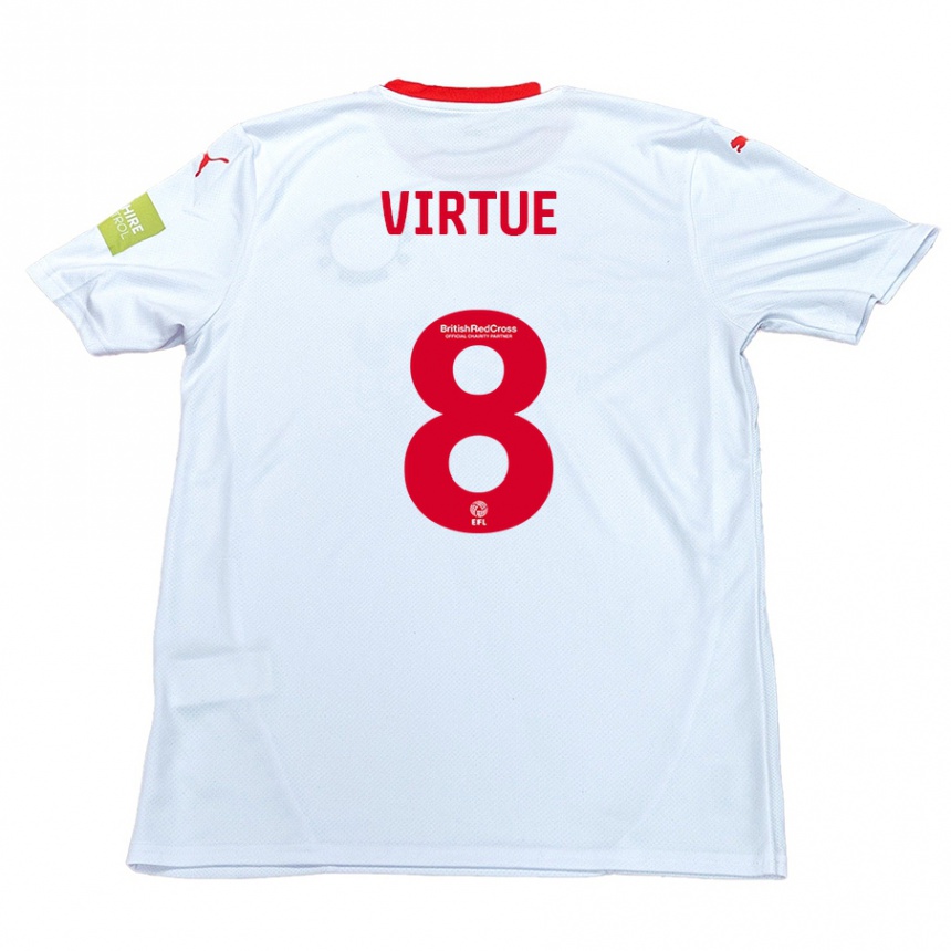 Kids Football Matty Virtue #8 White Away Jersey 2024/25 T-Shirt Uk