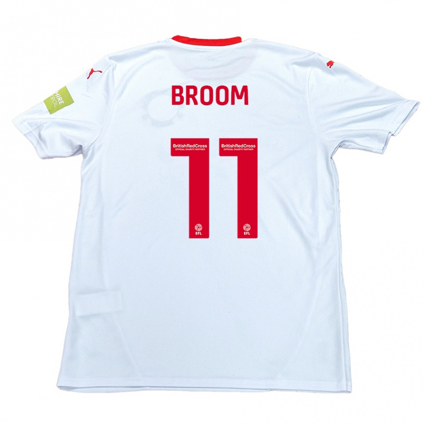 Kids Football Ryan Broom #11 White Away Jersey 2024/25 T-Shirt Uk