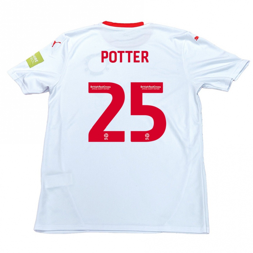 Kids Football Finley Potter #25 White Away Jersey 2024/25 T-Shirt Uk