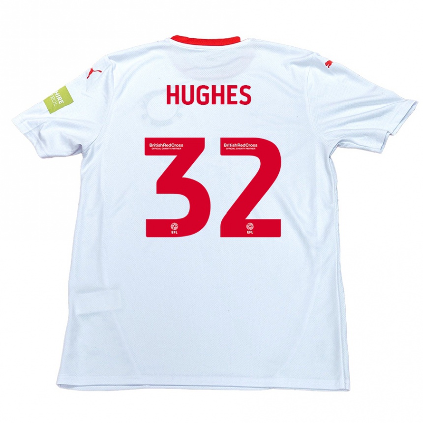 Kids Football Kayden Hughes #32 White Away Jersey 2024/25 T-Shirt Uk