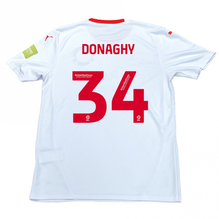 Kids Football Tom Donaghy #34 White Away Jersey 2024/25 T-Shirt Uk