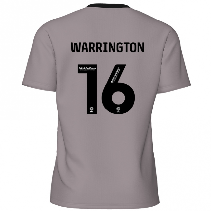 Kids Football Lewis Warrington #16 Grey Away Jersey 2024/25 T-Shirt Uk