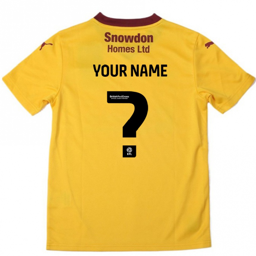 Kids Football Your Name #0 Orange  Burgundy Away Jersey 2024/25 T-Shirt Uk