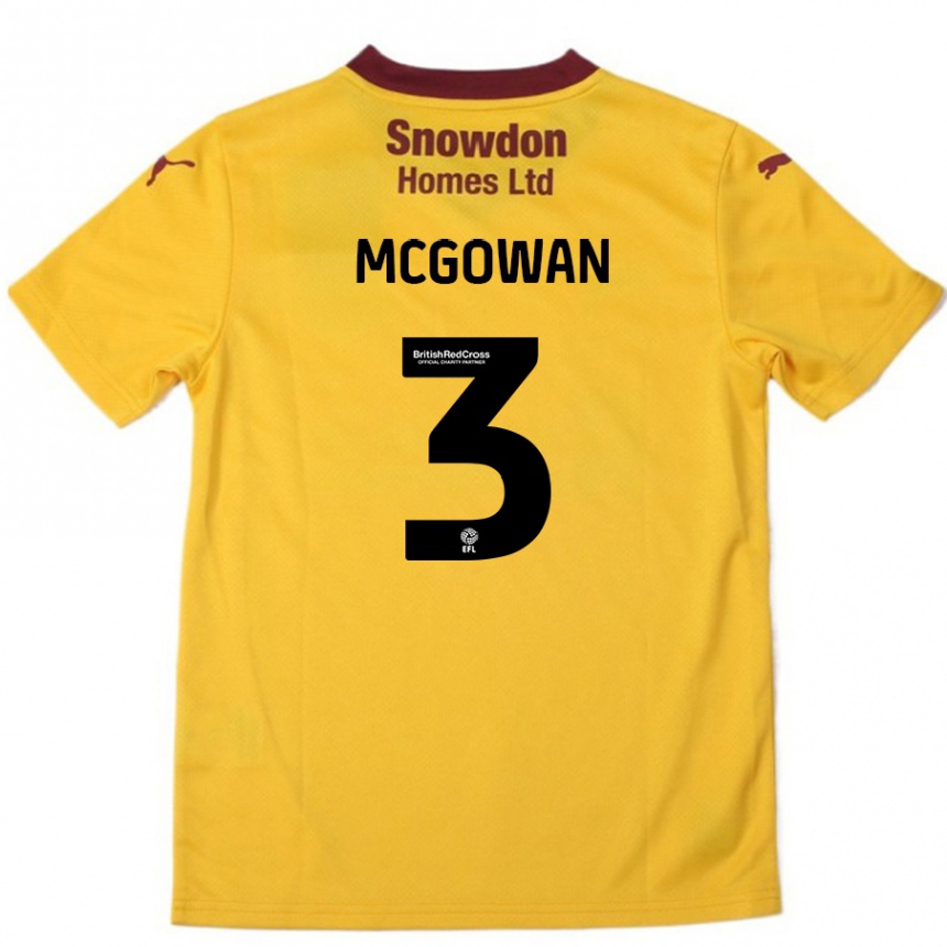 Kids Football Aaron Mcgowan #3 Orange  Burgundy Away Jersey 2024/25 T-Shirt Uk