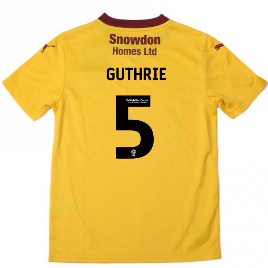 Kids Football Jon Guthrie #5 Orange  Burgundy Away Jersey 2024/25 T-Shirt Uk