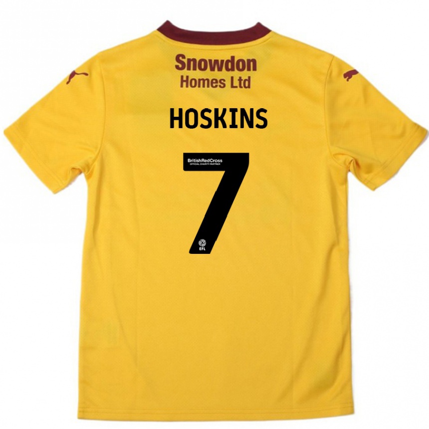 Kids Football Sam Hoskins #7 Orange  Burgundy Away Jersey 2024/25 T-Shirt Uk