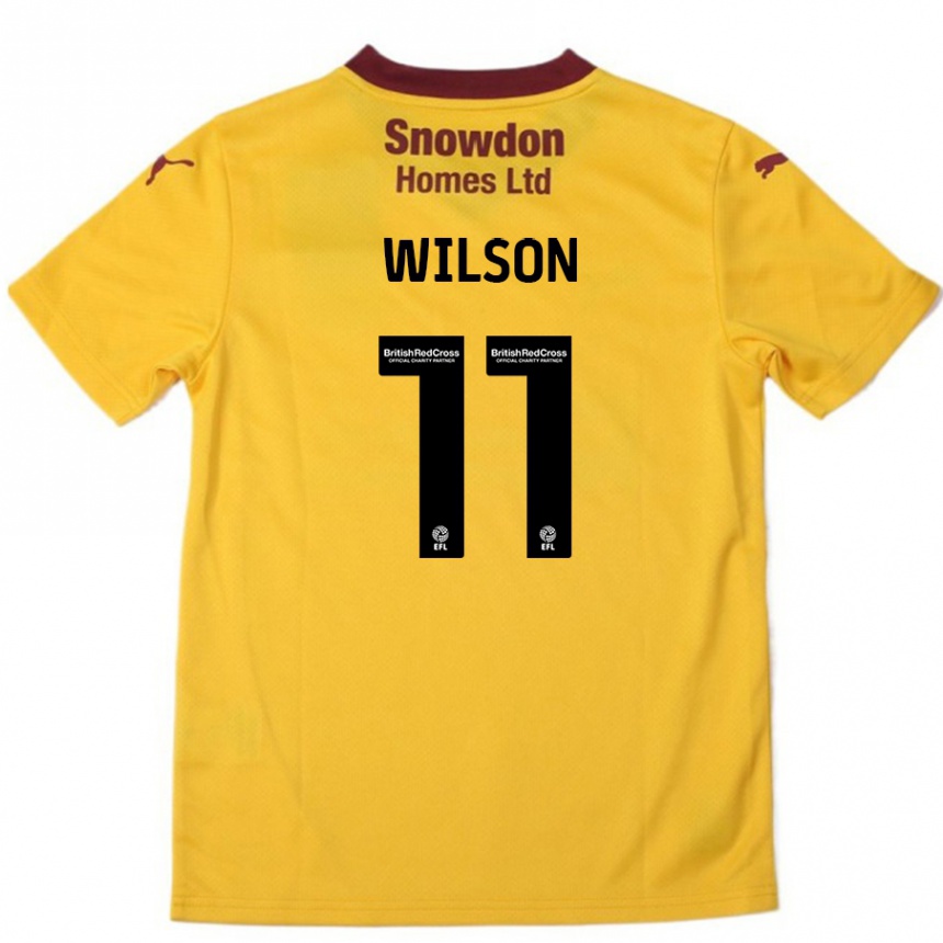 Kids Football James Wilson #11 Orange  Burgundy Away Jersey 2024/25 T-Shirt Uk