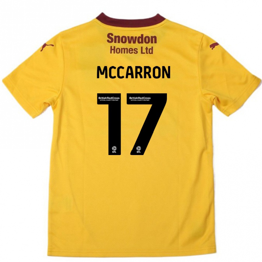 Kids Football Liam Mccarron #17 Orange  Burgundy Away Jersey 2024/25 T-Shirt Uk