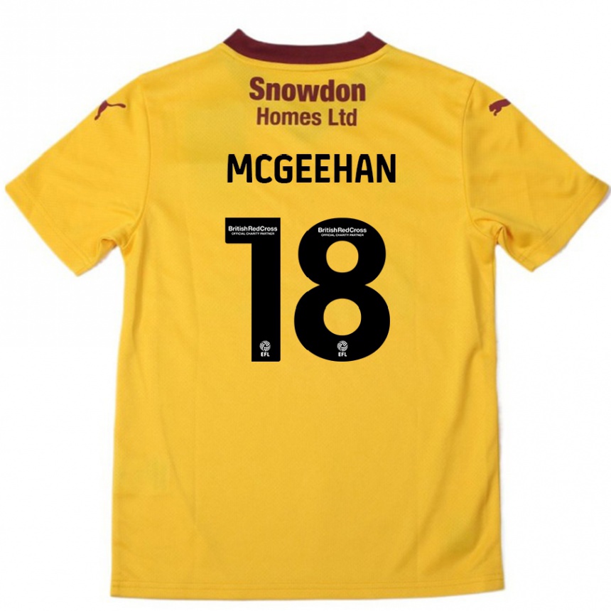 Kids Football Cameron Mcgeehan #18 Orange  Burgundy Away Jersey 2024/25 T-Shirt Uk