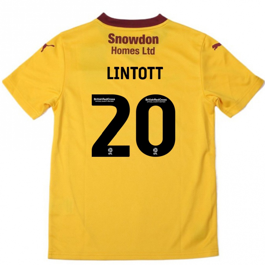 Kids Football Harvey Lintott #20 Orange  Burgundy Away Jersey 2024/25 T-Shirt Uk