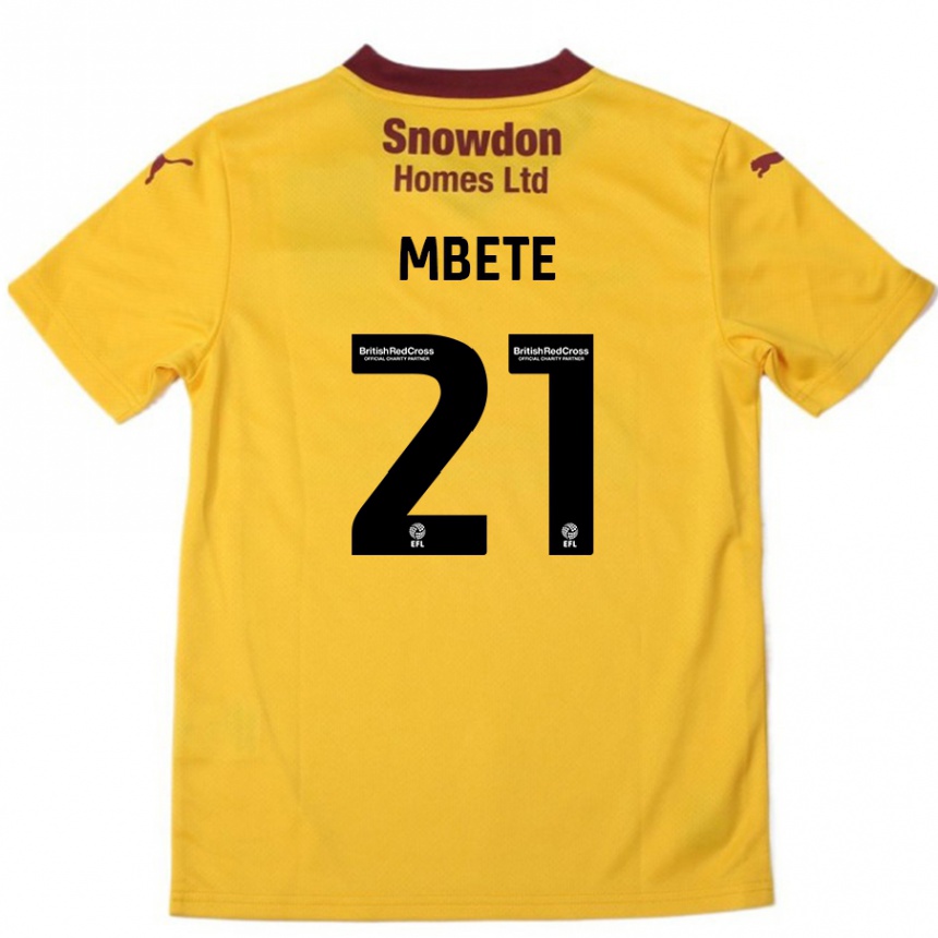 Kids Football Luke Mbete #21 Orange  Burgundy Away Jersey 2024/25 T-Shirt Uk