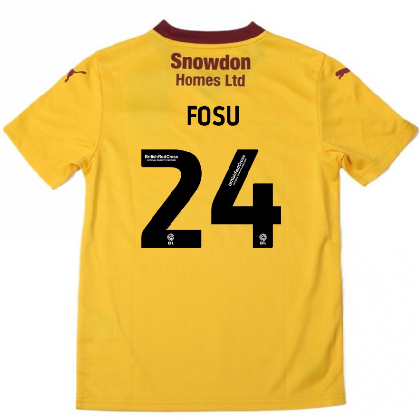 Kids Football Tariqe Fosu #24 Orange  Burgundy Away Jersey 2024/25 T-Shirt Uk