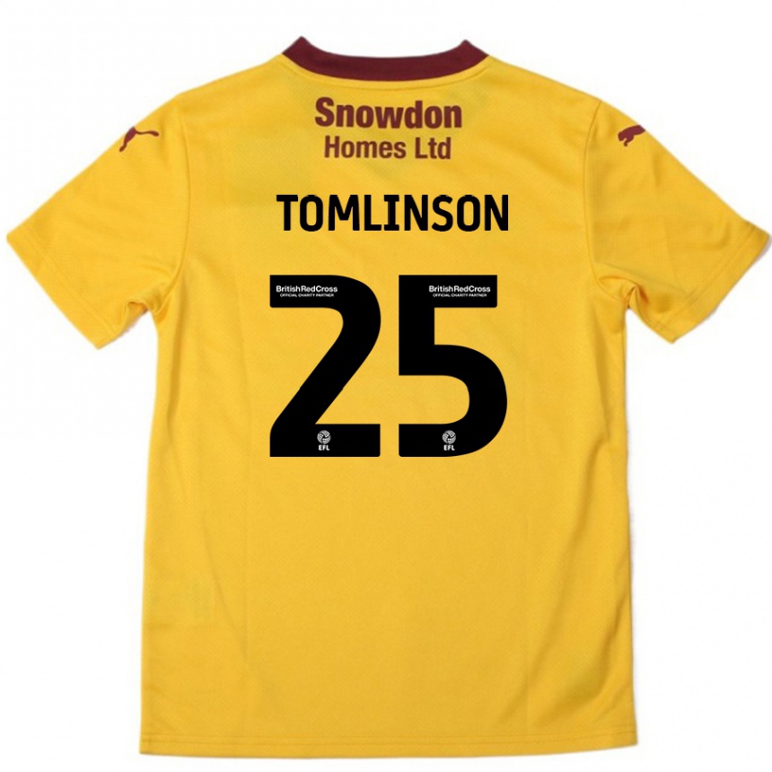 Kids Football Josh Tomlinson #25 Orange  Burgundy Away Jersey 2024/25 T-Shirt Uk