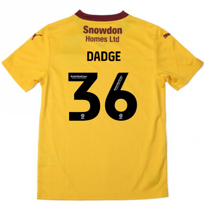 Kids Football James Dadge #36 Orange  Burgundy Away Jersey 2024/25 T-Shirt Uk