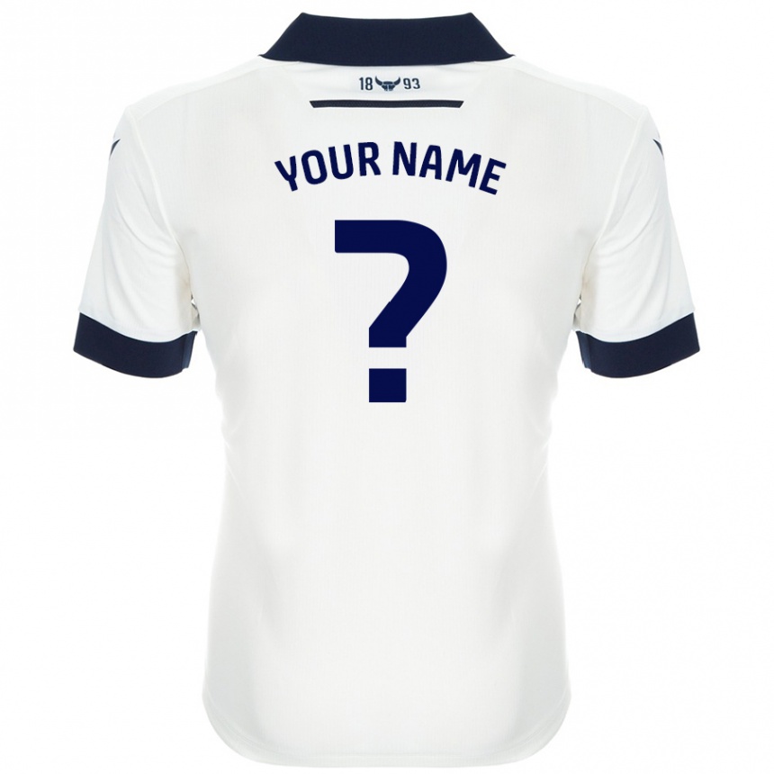 Kids Football Your Name #0 White Navy Blue Away Jersey 2024/25 T-Shirt Uk