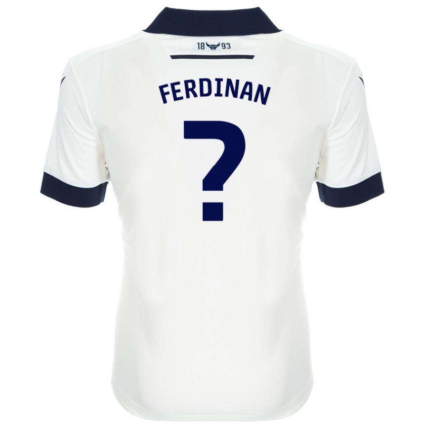 Kids Football Marselino Ferdinan #0 White Navy Blue Away Jersey 2024/25 T-Shirt Uk