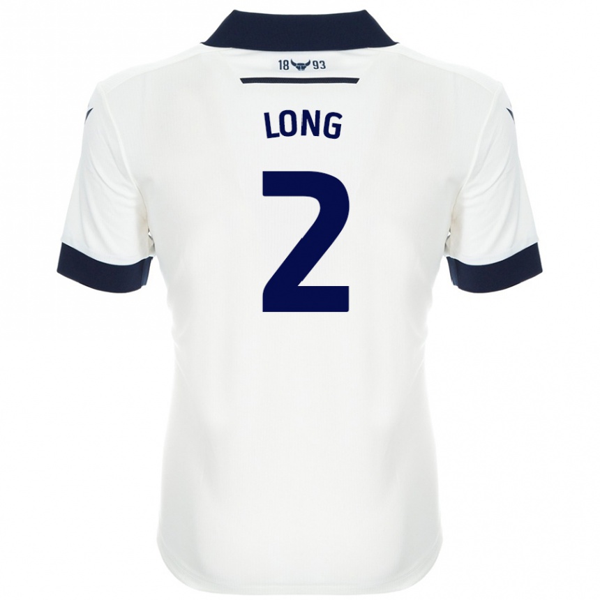 Kids Football Sam Long #2 White Navy Blue Away Jersey 2024/25 T-Shirt Uk