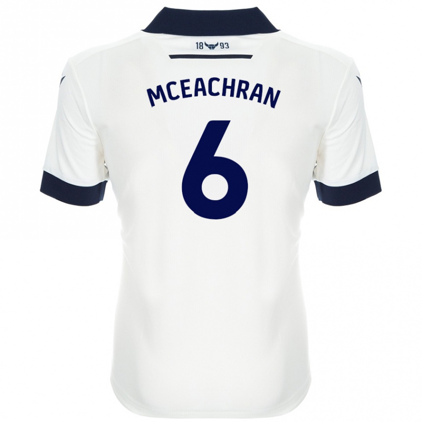 Kids Football Josh Mceachran #6 White Navy Blue Away Jersey 2024/25 T-Shirt Uk