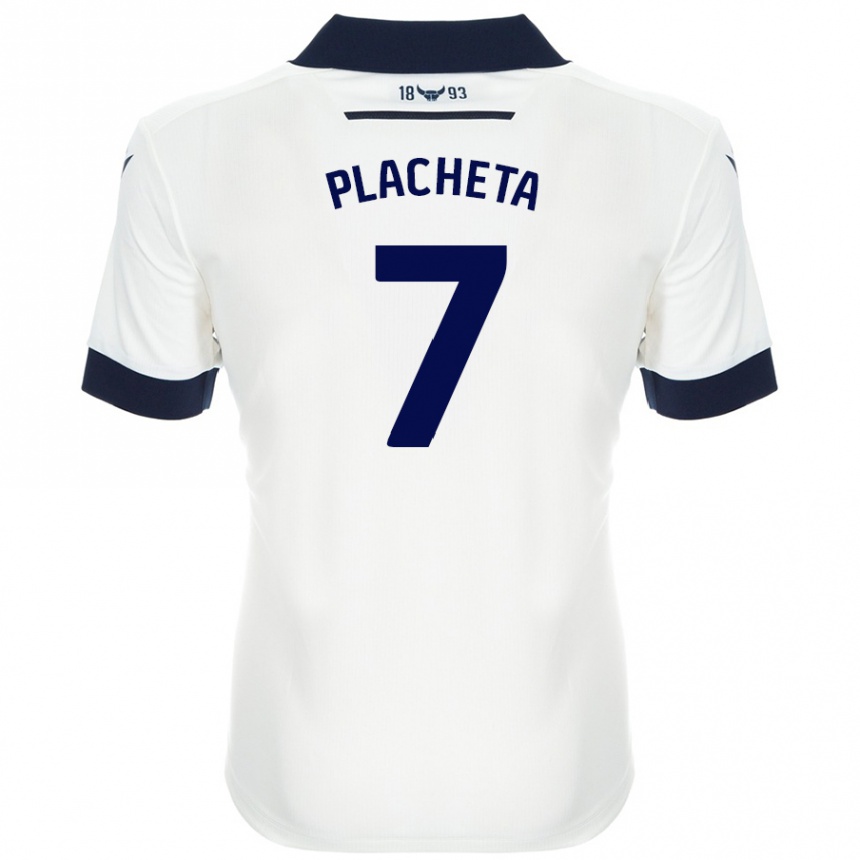 Kids Football Przemyslaw Placheta #7 White Navy Blue Away Jersey 2024/25 T-Shirt Uk