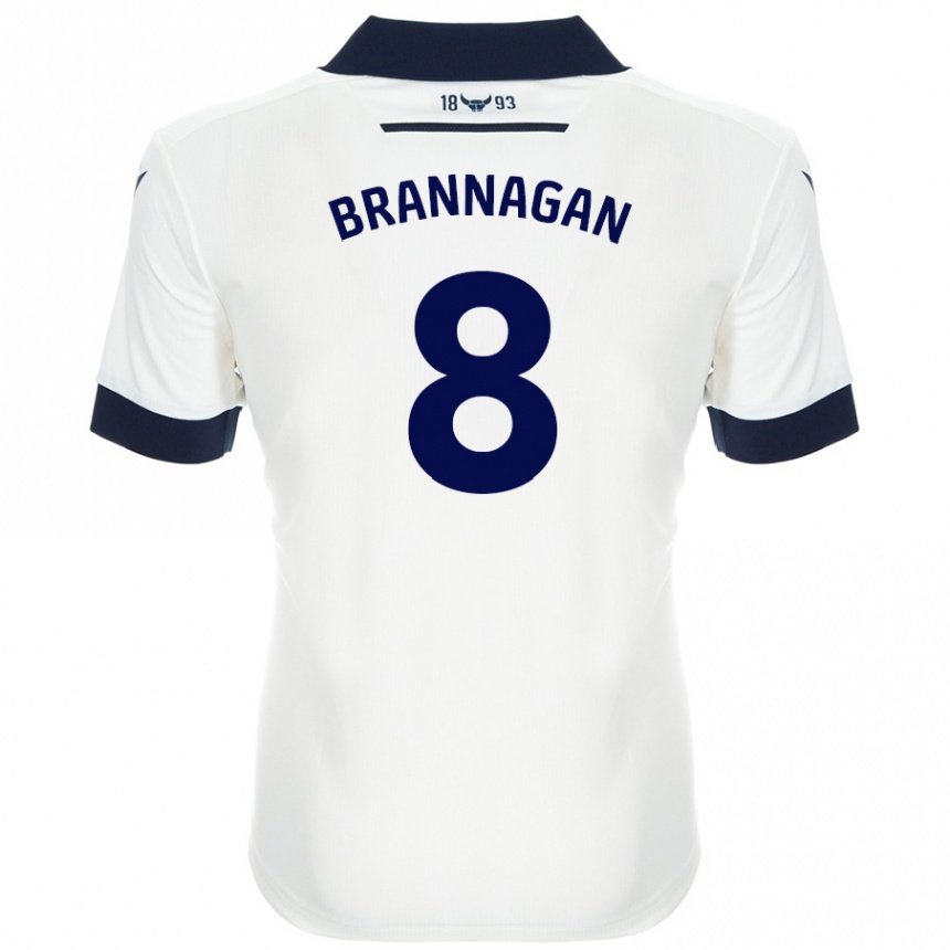 Kids Football Cameron Brannagan #8 White Navy Blue Away Jersey 2024/25 T-Shirt Uk