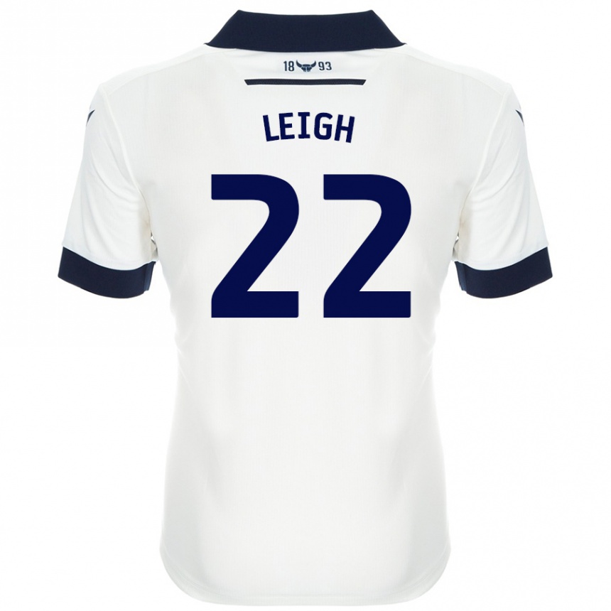 Kids Football Greg Leigh #22 White Navy Blue Away Jersey 2024/25 T-Shirt Uk