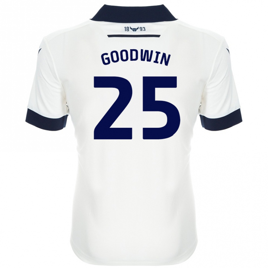 Kids Football Will Goodwin #25 White Navy Blue Away Jersey 2024/25 T-Shirt Uk