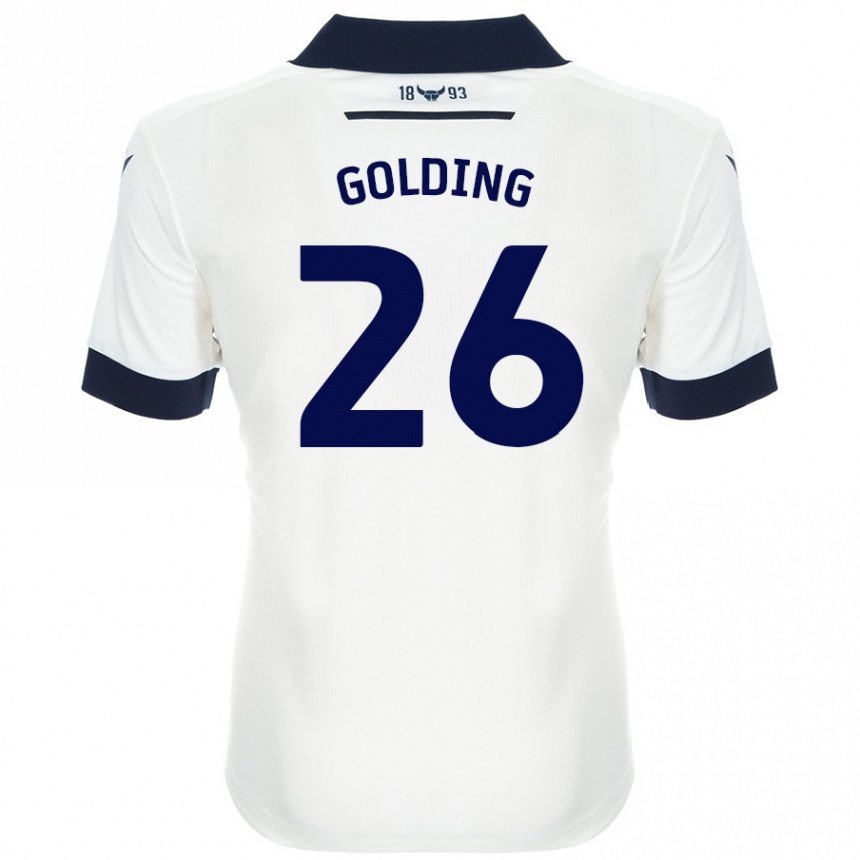 Kids Football James Golding #26 White Navy Blue Away Jersey 2024/25 T-Shirt Uk