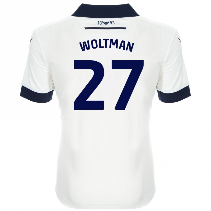 Kids Football Max Woltman #27 White Navy Blue Away Jersey 2024/25 T-Shirt Uk