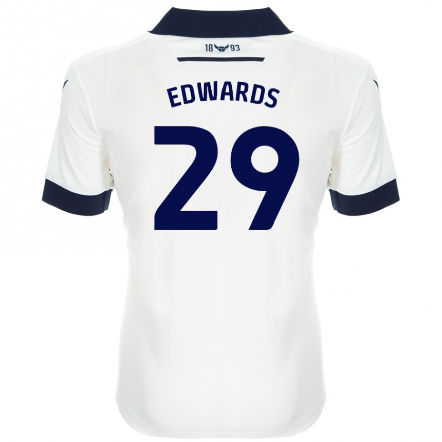 Kids Football Kyle Edwards #29 White Navy Blue Away Jersey 2024/25 T-Shirt Uk