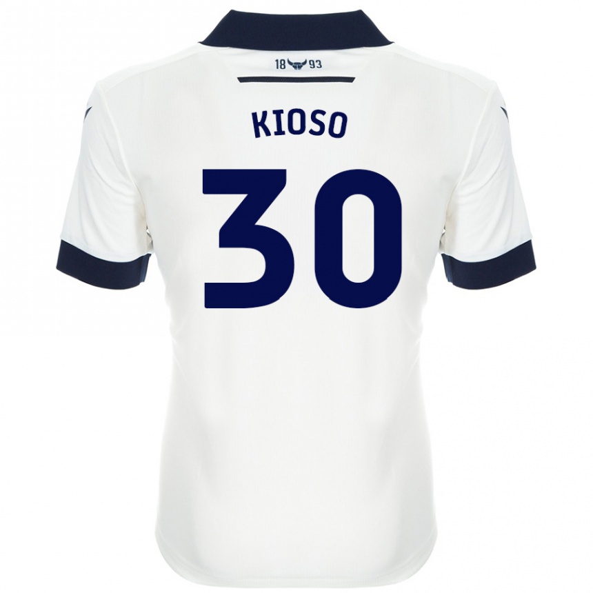 Kids Football Peter Kioso #30 White Navy Blue Away Jersey 2024/25 T-Shirt Uk