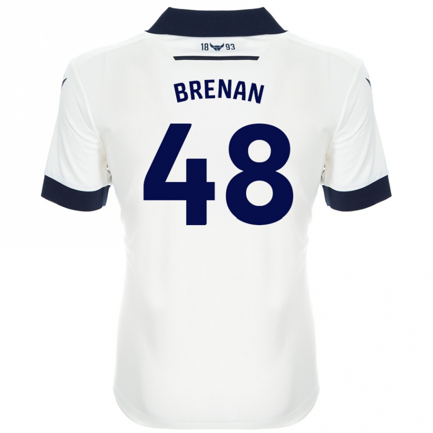 Kids Football Tobias Brenan #48 White Navy Blue Away Jersey 2024/25 T-Shirt Uk