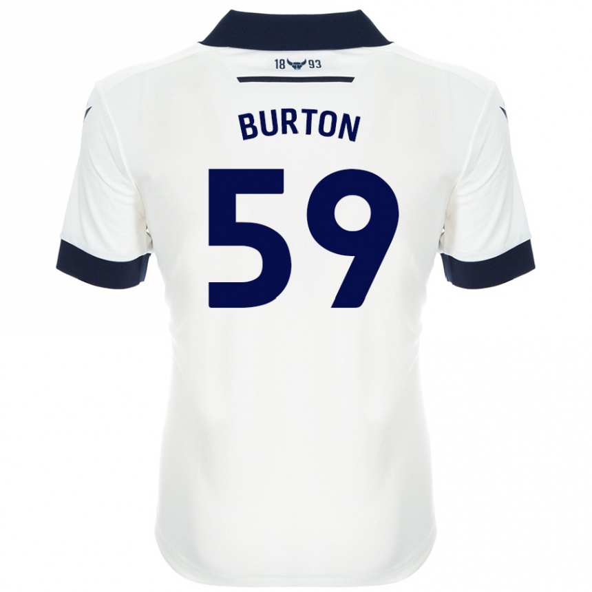 Kids Football Kasway Burton #59 White Navy Blue Away Jersey 2024/25 T-Shirt Uk