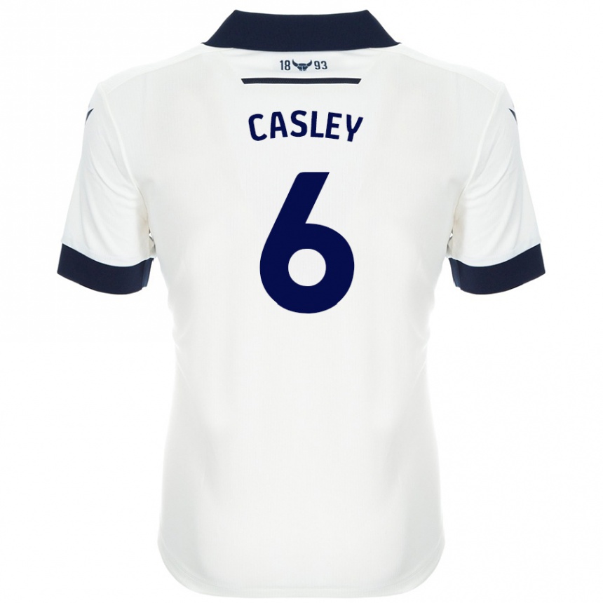 Kids Football Riva Casley #6 White Navy Blue Away Jersey 2024/25 T-Shirt Uk