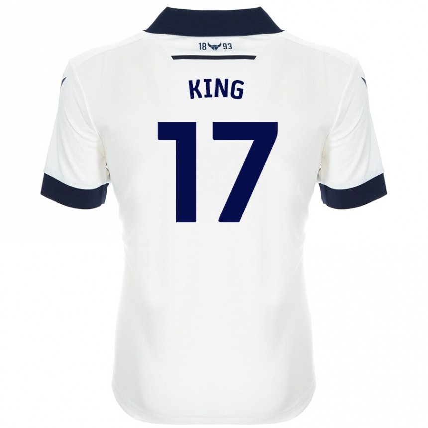 Kids Football Sarah King #17 White Navy Blue Away Jersey 2024/25 T-Shirt Uk