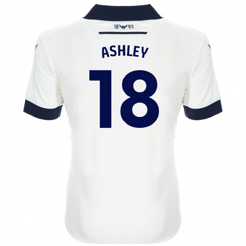 Kids Football Alex Ashley #18 White Navy Blue Away Jersey 2024/25 T-Shirt Uk