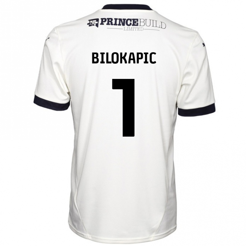 Kids Football Nicholas Bilokapic #1 Off White Black Away Jersey 2024/25 T-Shirt Uk