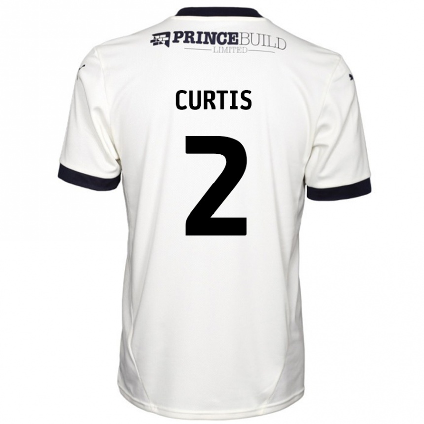 Kids Football Sam Curtis #2 Off White Black Away Jersey 2024/25 T-Shirt Uk