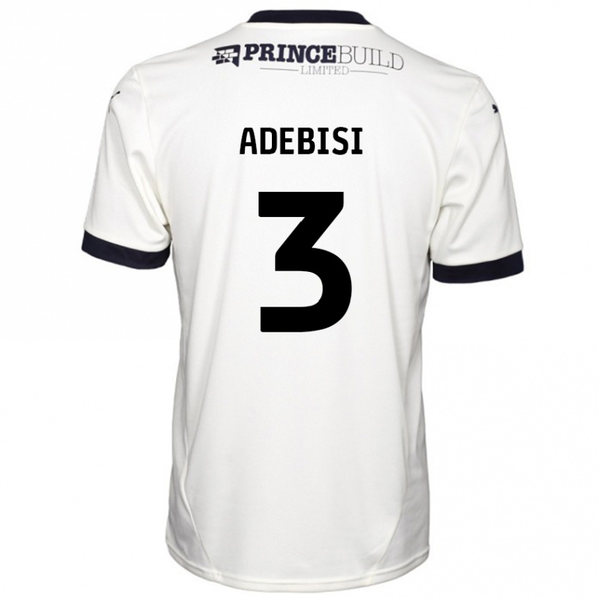 Kids Football Rio Adebisi #3 Off White Black Away Jersey 2024/25 T-Shirt Uk