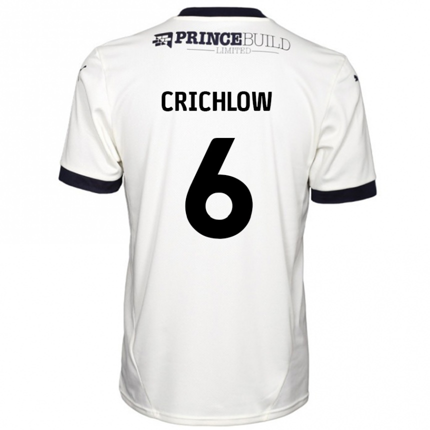 Kids Football Romoney Crichlow #6 Off White Black Away Jersey 2024/25 T-Shirt Uk