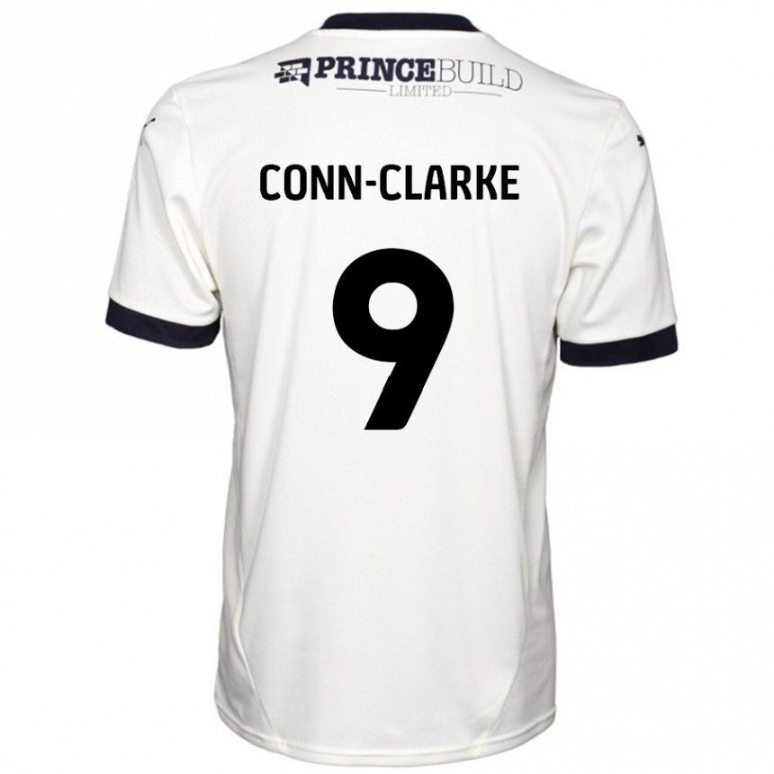 Kids Football Chris Conn-Clarke #9 Off White Black Away Jersey 2024/25 T-Shirt Uk