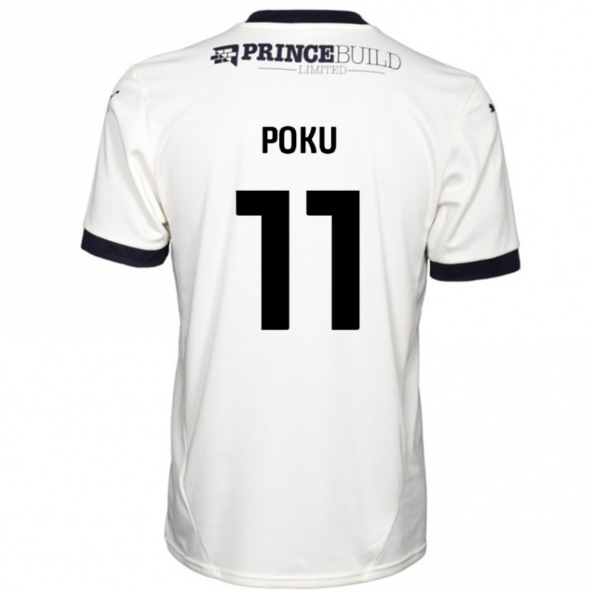 Kids Football Kwame Poku #11 Off White Black Away Jersey 2024/25 T-Shirt Uk